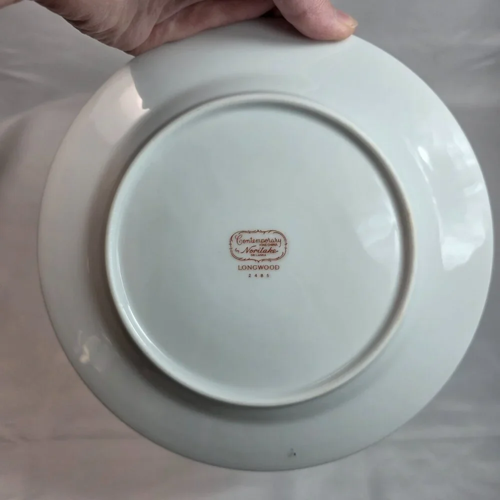 FOUR Noritake Longwood #2485 Salad Plates Purple, Blue & Yellow Flowers